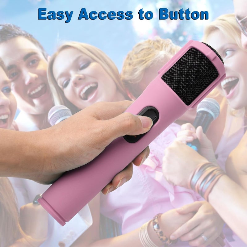 TXesign Silicone Case for JBL PartyBox Wireless Microphone Rechargeable Battery -2 Pack, Anti-Rolling Protective Case with Base Rod Mic Sleeves Microphone Stand for Disco Stage Party TV Show (Pink) - Image 3